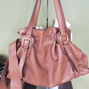 Miu Miu Peggy Bo Cacao leather handbag